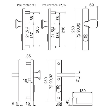 R.114.ZA.F1.TB3 je bezpečnostné kovanie kliky-kliky.