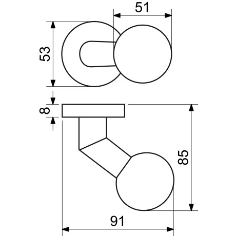 RK.KNOB.02.FIX.N - Odbočka rukojeti na vratima