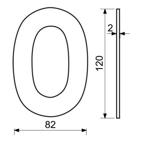 RN.120L.0.CE številka "0" 120mm mat črno