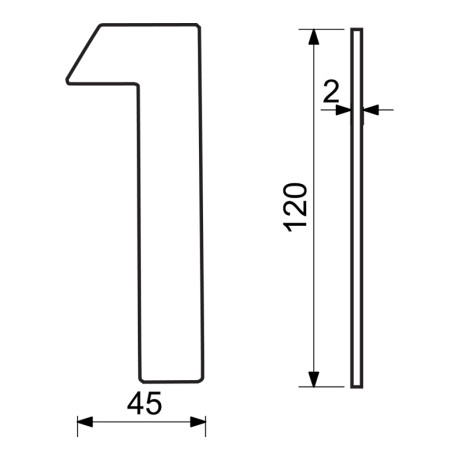 RN.120L.1.CE številka "1" 120mm mat črna.