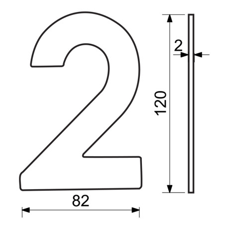 RN.120L.2.CE številka "2" 120mm črna mat