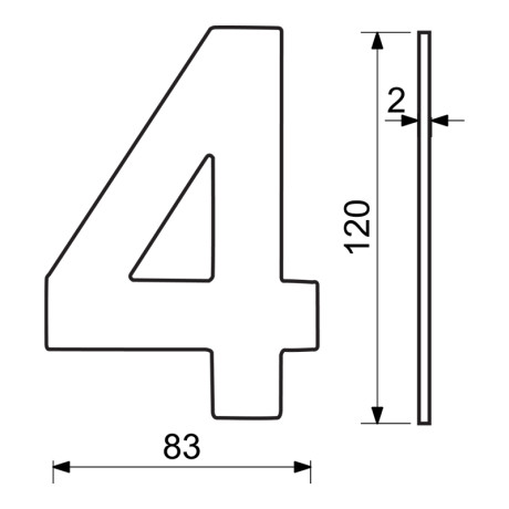 RN.120L.4.CE številka "4" 120mm črna mat