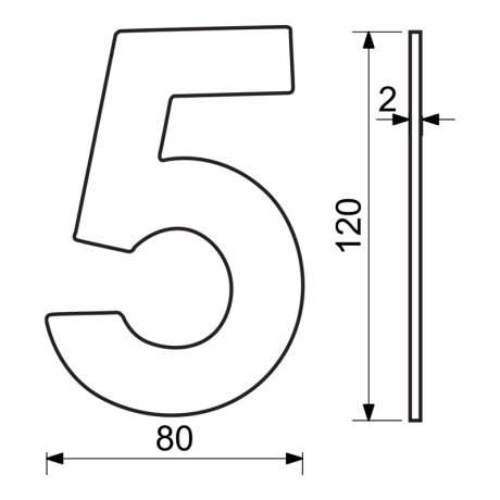 RN.120L.5.CE številka "5" 120mm črna mat