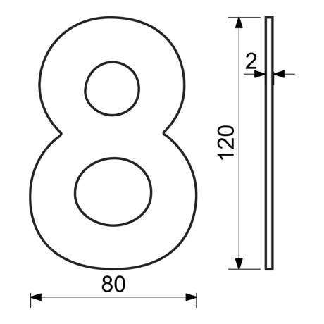 RN.120L.8.CE številka "8" 120mm mat črne barve