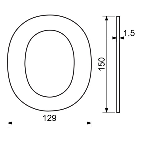 RN.150L.0.CE številka "0" 150 mm črna mat