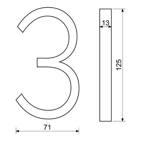 RN.125V.3.ČB številka "3" črna