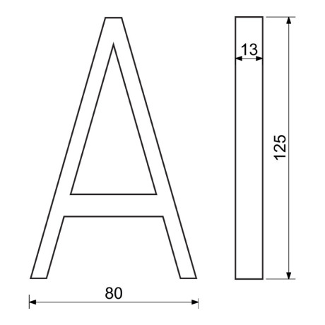 RN.125V.A.CE črka "A" črna