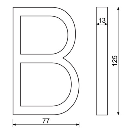 RN.125V.B.CE črka "B" črna