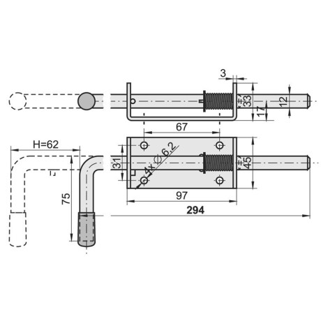 ZV 300mm zástrč vratová s pružinou