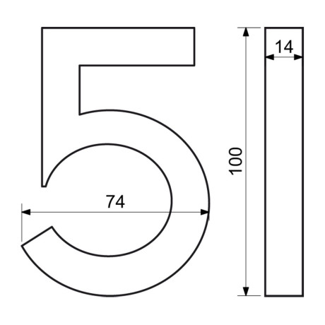 Číslo "5" 3D 100mm Al