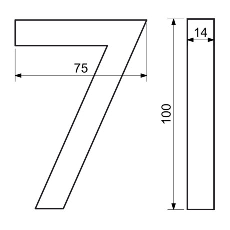 Číslo "7" 3D 100mm Al