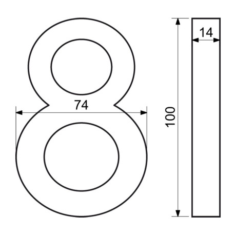 Číslo "8" 3D 100mm Al