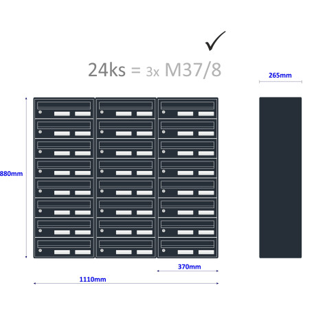 M37/8 RAL7016 modulová schránka